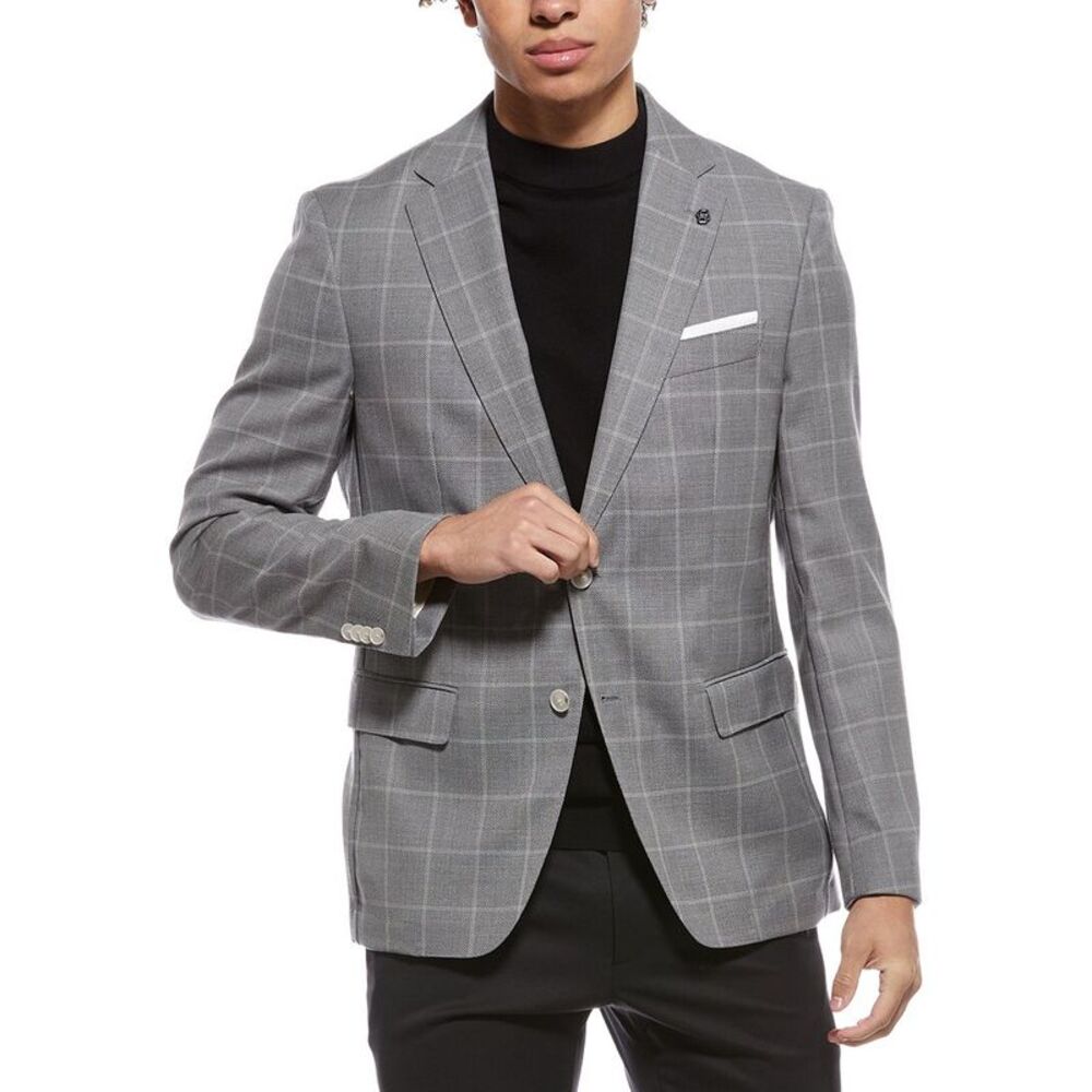 Hugo Boss Mens  Hutson Wool Blazer, Silver